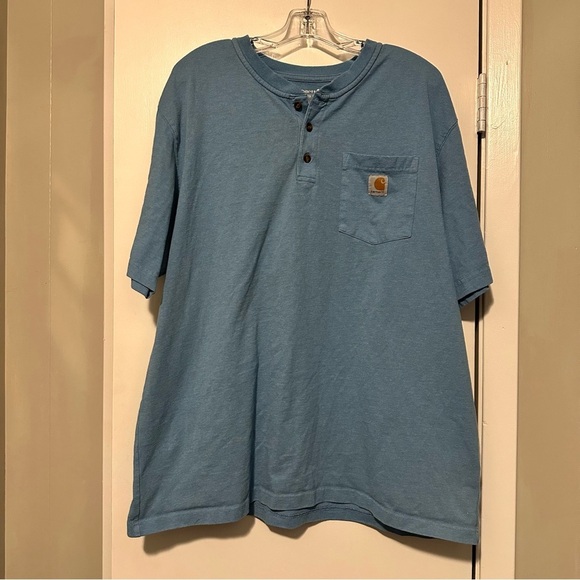 Carhartt Men's Loose Fit Short-Sleeve Henley T-Shirt Coastal Heather size XL - Picture 2 of 7
